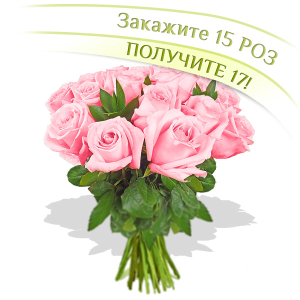 17 розовых роз - букет из розовых роз