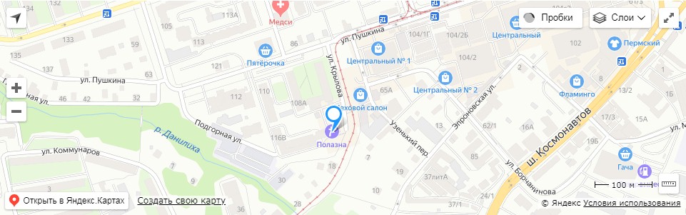 Адрес салона на карте в Перми